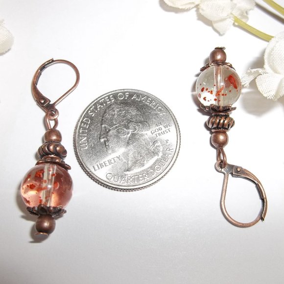 Orange Boho Beaded Earrings Set NWT Handmade 5155 - Picture 3 of 8